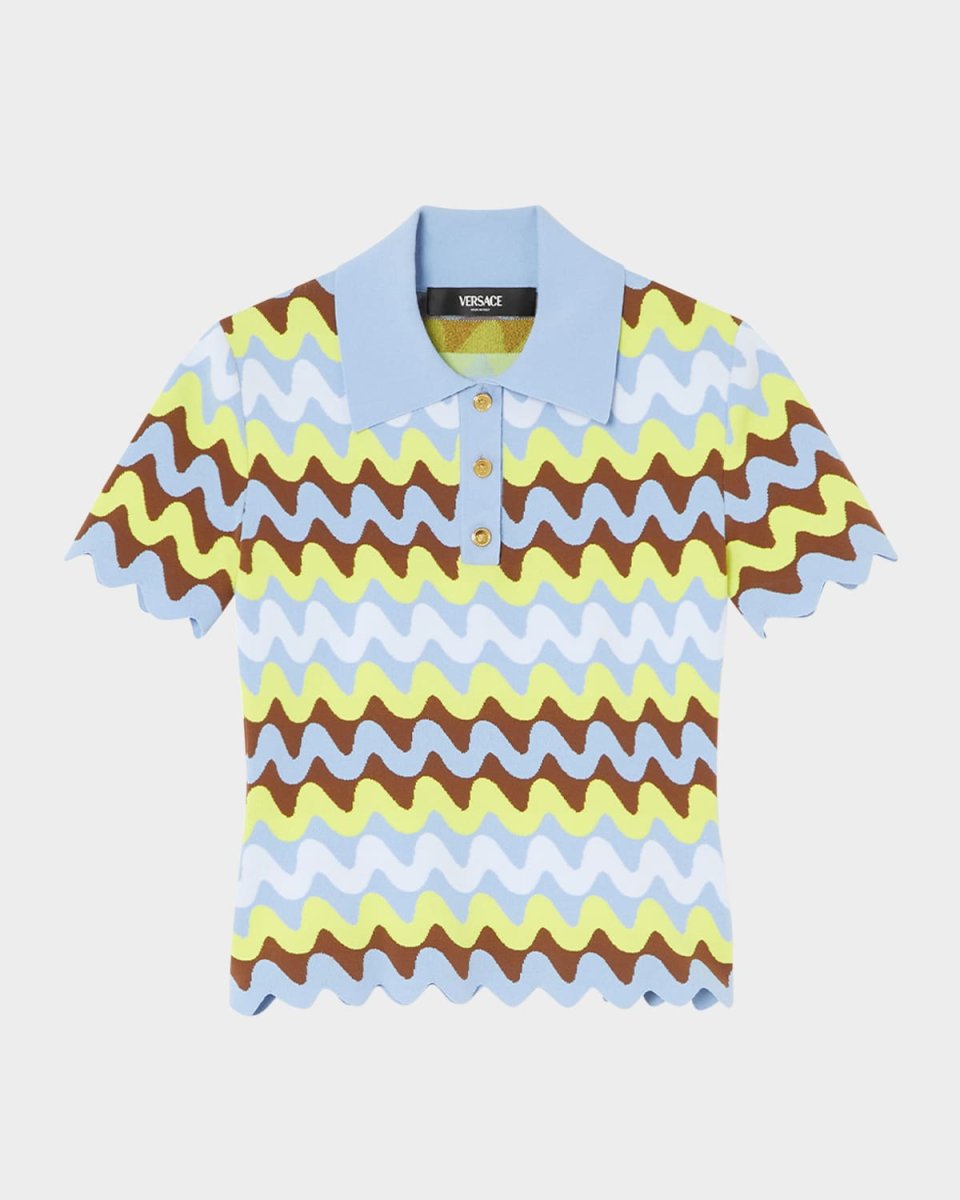 Wave Knit Short Sleeve Sweater